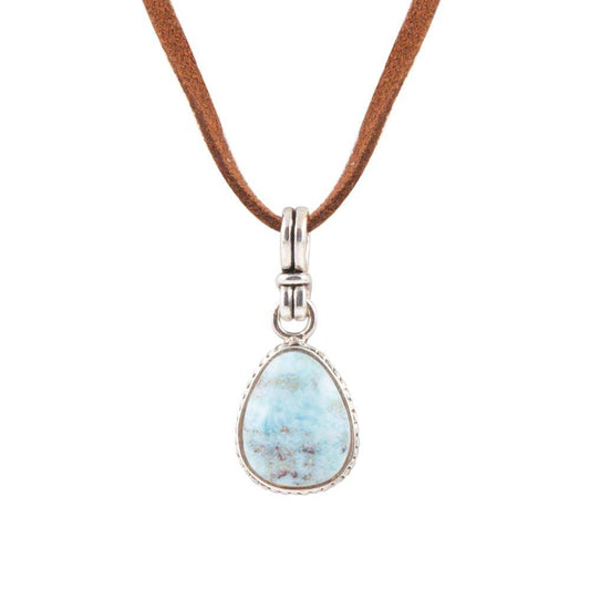 Basic Blue Larimar and Sterling Silver Pendant Leather Necklace - Barse Jewelry - Flyclothing LLC
