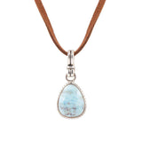 Basic Blue Larimar and Sterling Silver Pendant Leather Necklace - Barse Jewelry - Flyclothing LLC