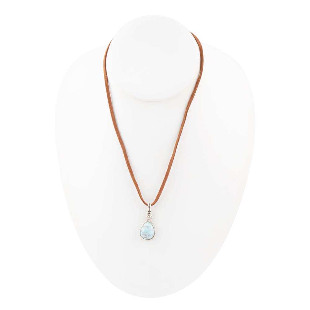Basic Blue Larimar and Sterling Silver Pendant Leather Necklace - Barse Jewelry - Flyclothing LLC