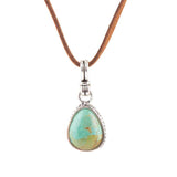 Basic Turquoise and Sterling Silver Pendant Leather Necklace - Barse Jewelry - Flyclothing LLC