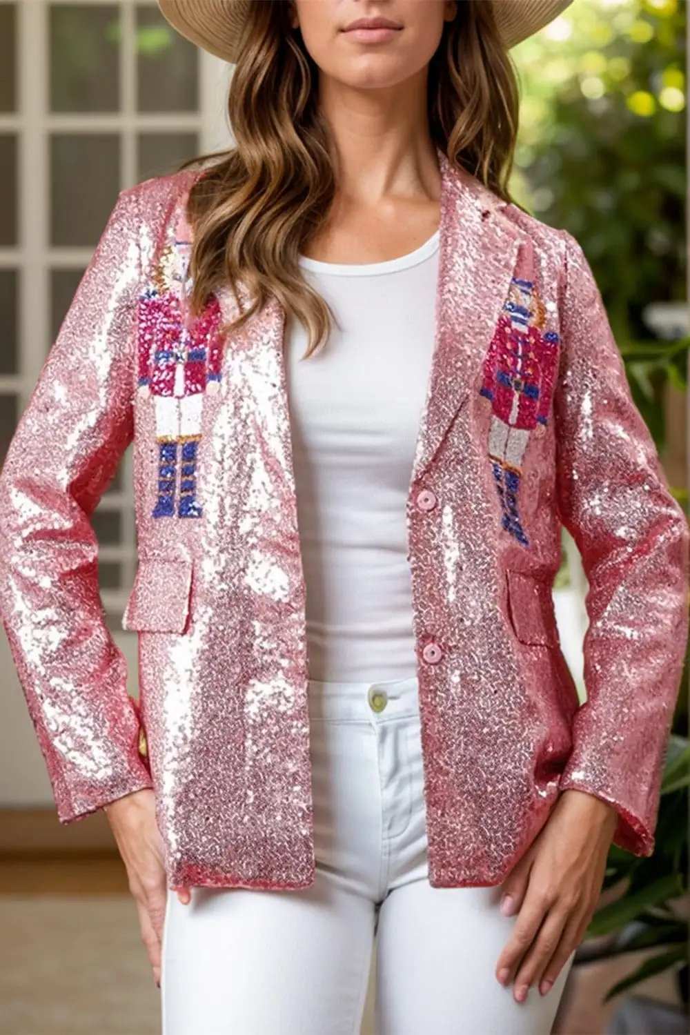 Sequin Nutcracker Long Sleeve Blazer - Trendsi - Flyclothing LLC