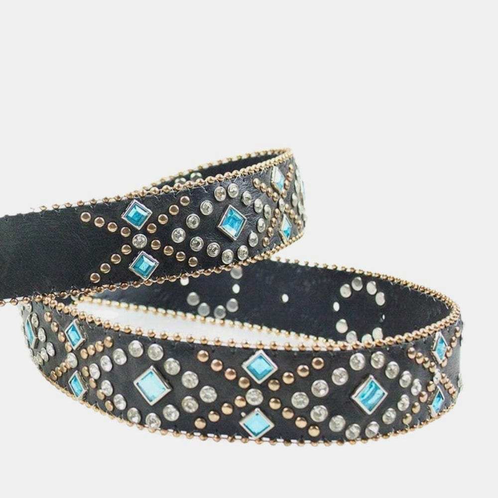 Rhinestone PU Leather Belt - Trendsi - Flyclothing LLC