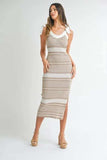 MABLE Striped Rib Knit Midi Dress - Trendsi - Flyclothing LLC