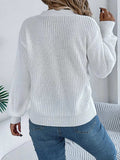 Cutout V-Neck Long Sleeve Sweater - Trendsi - Flyclothing LLC