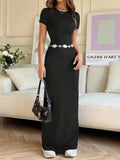 Short Sleeve Maxi Tee Dress - Trendsi - Flyclothing LLC