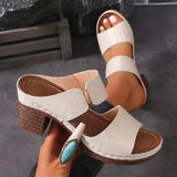 PU Leather Block Heel Sandals - Trendsi - Flyclothing LLC