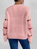 Heart Pattern Round Neck Sweater - Trendsi - Flyclothing LLC