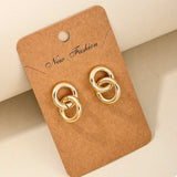 Interlocked Chain Link Stud Earrings - Trendsi - Flyclothing LLC