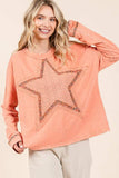 Mittoshop Mineral Wash Star Patch Long Sleeve T-Shirt - Trendsi - Flyclothing LLC