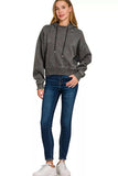 Zenana Acid Wash Fleece Hoodie - Trendsi - Flyclothing LLC