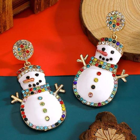 Snowman Christmas Zircon Drop Earrings - Trendsi - Flyclothing LLC