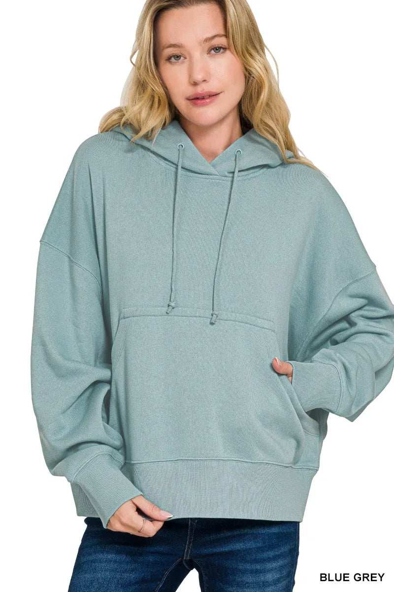 Zenana Oversized Fleece Kangaroo Pocket Hoodie - Trendsi - Flyclothing LLC