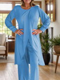 Full Size Slit Round Neck Long Sleeve Top and Pants Set - Trendsi - Flyclothing LLC