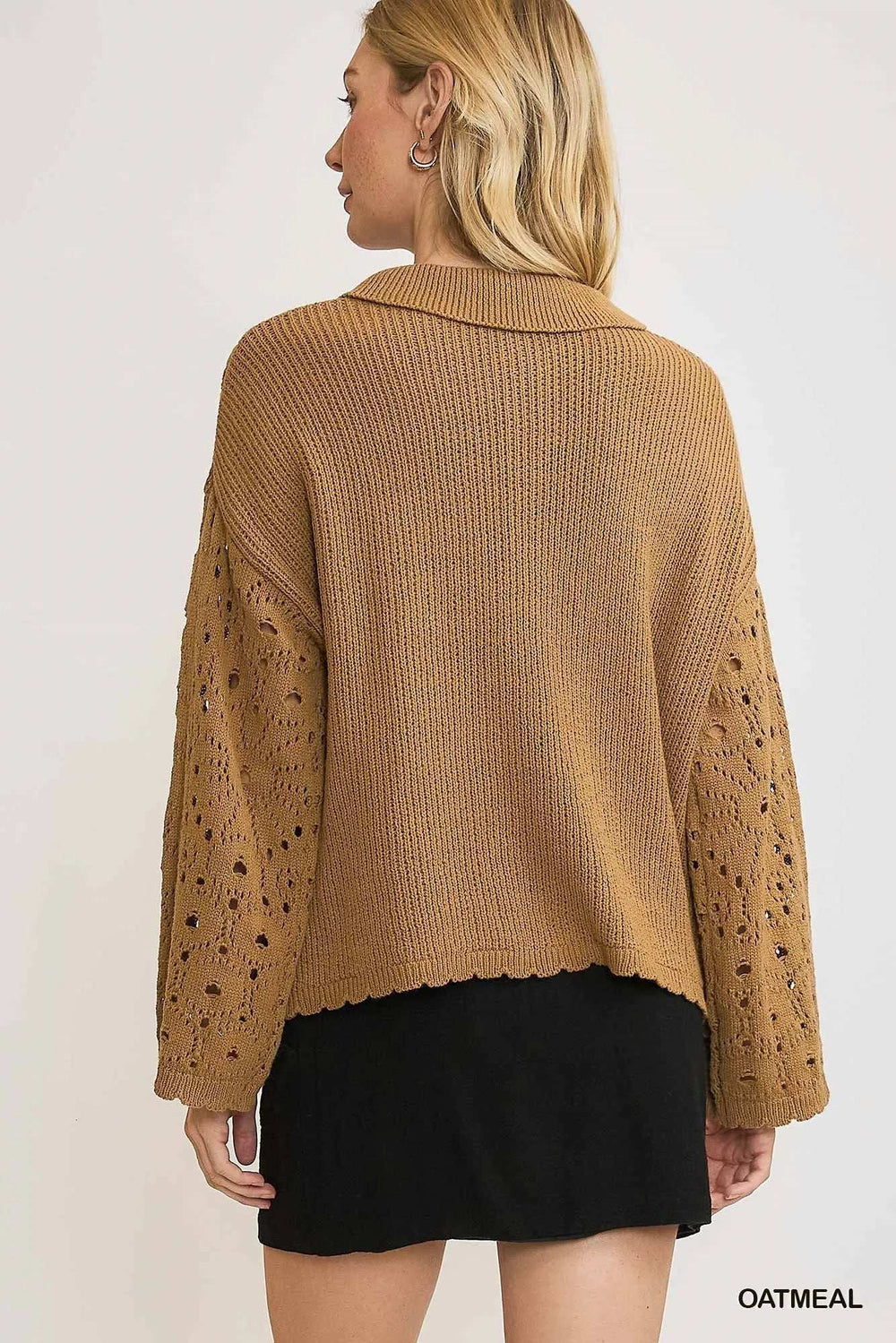 Umgee Crochet Button Down Knit Cardigan - Trendsi - Flyclothing LLC