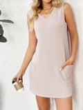 Texture Pocketed V-Neck Tank Dress - Trendsi - Flyclothing LLC