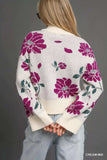 Umgee Floral Patterned Mock Neck Sweater - Trendsi - Flyclothing LLC