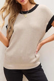 Textured Knit Sweater with Contrast Trim Details - Trendsi - Flyclothing LLC