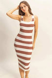 HYFVE Striped Scoop Neck Wide Strap Knit Dress - Trendsi - Flyclothing LLC