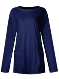 Full Size Pocketed Round Neck Long Sleeve T-Shirt - Trendsi - Flyclothing LLC
