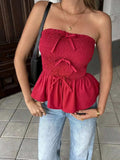 Smocked Bow Tube Top - Trendsi - Flyclothing LLC