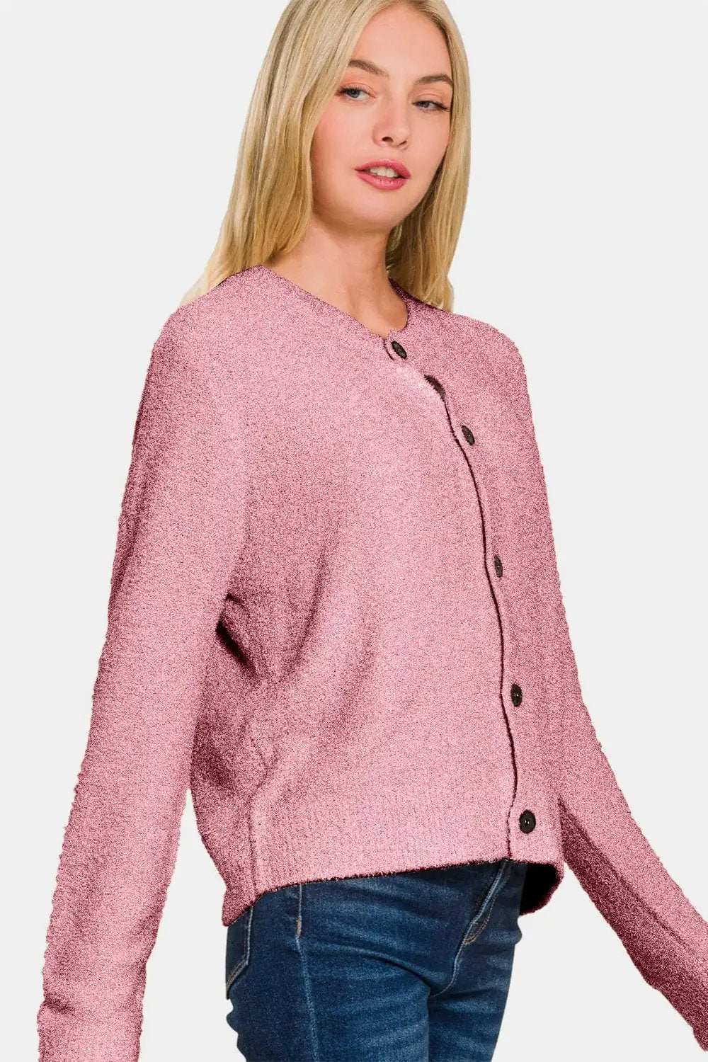 Zenana Button Down Long Sleeve Sweater Cardigan - Trendsi - Flyclothing LLC