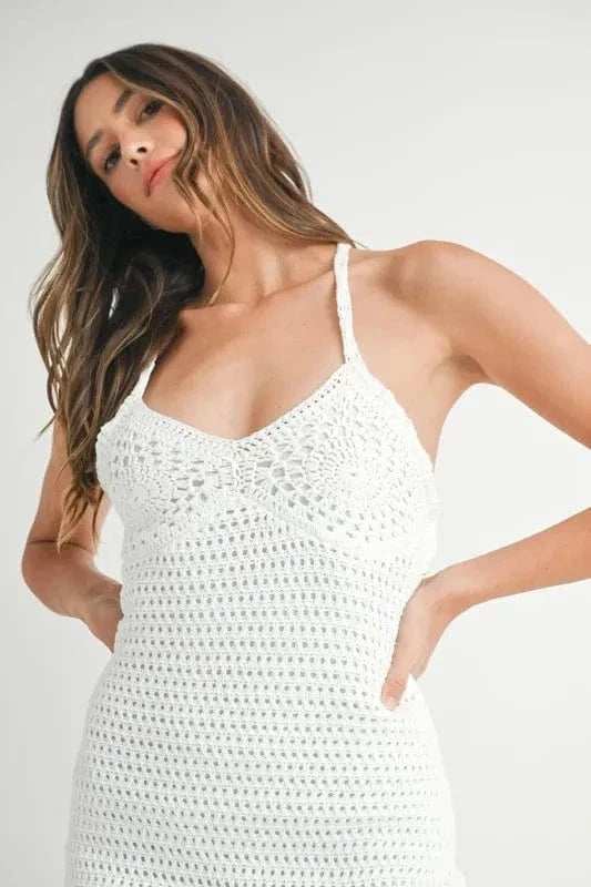 MABLE Crochet Crisscross Spaghetti Strap Mini Dress - Trendsi - Flyclothing LLC