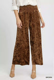 Umgee Velvet Smocked Waistband Wide Leg Pants - Trendsi - Flyclothing LLC