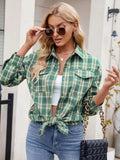 Plaid Button Up Long Sleeve Shirt - Trendsi - Flyclothing LLC