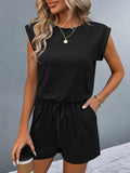 Round Neck Cap Sleeve Romper - Trendsi - Flyclothing LLC