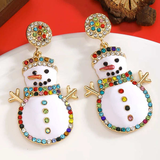 Snowman Christmas Zircon Drop Earrings - Trendsi - Flyclothing LLC