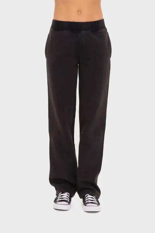 Mono B Elastic Waist Fleece Pants with Pockets - Trendsi - Flyclothing LLC
