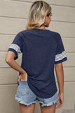 Striped Round Neck Short Sleeve T-Shirt - Trendsi - Flyclothing LLC
