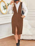 Front Slit Overall Dress with Pockets - Trendsi - Flyclothing LLC
