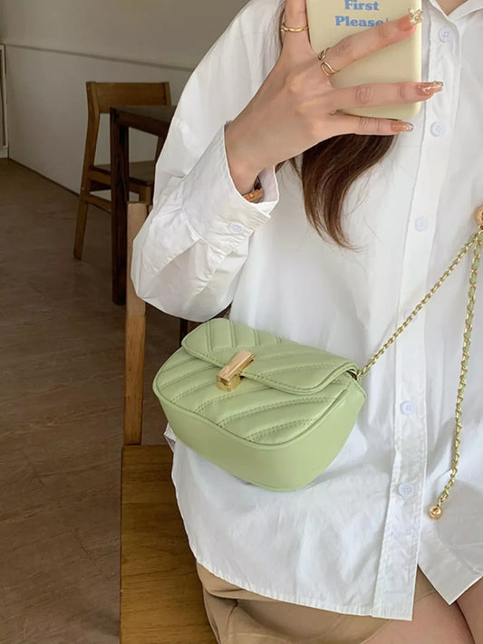 Quilted Flap Chain Crossbody Bag - Trendsi - Flyclothing LLC