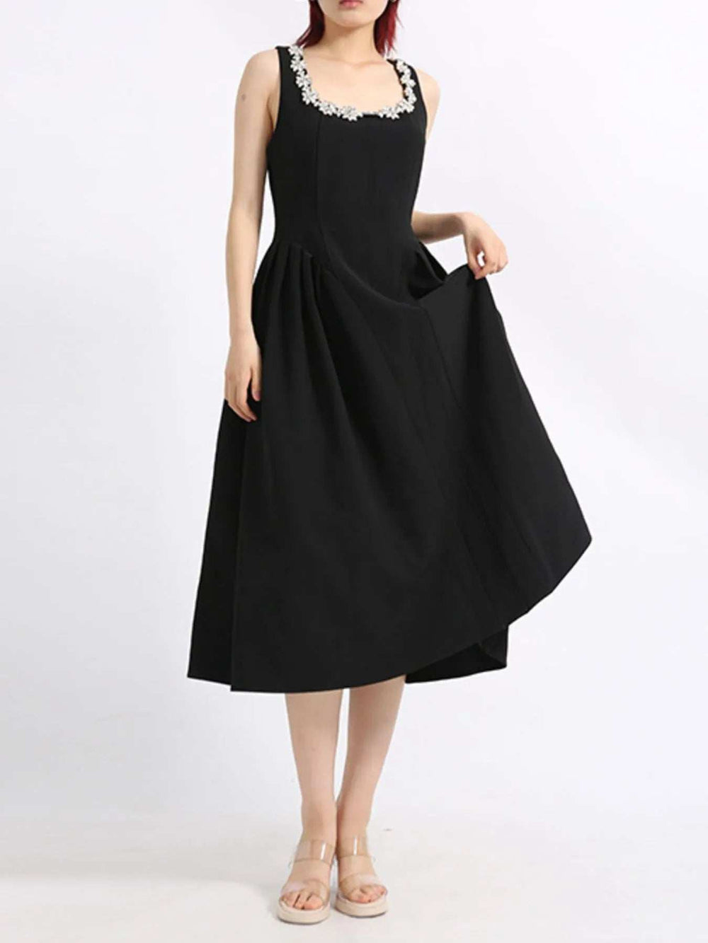 Flower Scoop Neck Sleeveless Dress - Trendsi - Flyclothing LLC