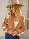 Angel Wings Flower Open Front Long Sleeve Cardigan - Trendsi - Flyclothing LLC