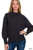 Zenana Viscose Mock Neck Exposed Seam Sweater - Trendsi - Flyclothing LLC