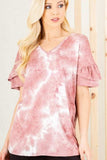 Heimish Full Size Ruffled Sleeve Tie Dye Top Plus Size - Trendsi - Flyclothing LLC