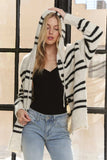 ADORA Horizontal Stripes Hoodie Cardigan - Trendsi - Flyclothing LLC
