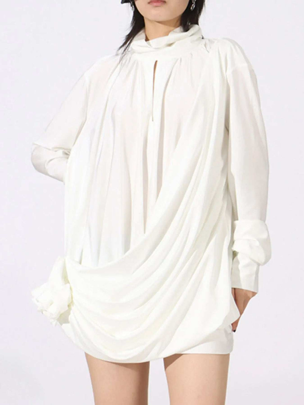 Ruched Long Sleeve Mini Dress - Trendsi - Flyclothing LLC