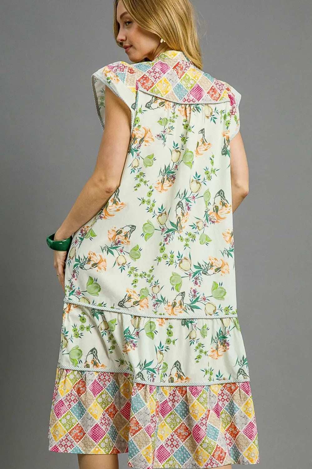 Umgee Patchwork Garden Midi Dress - Trendsi - Flyclothing LLC