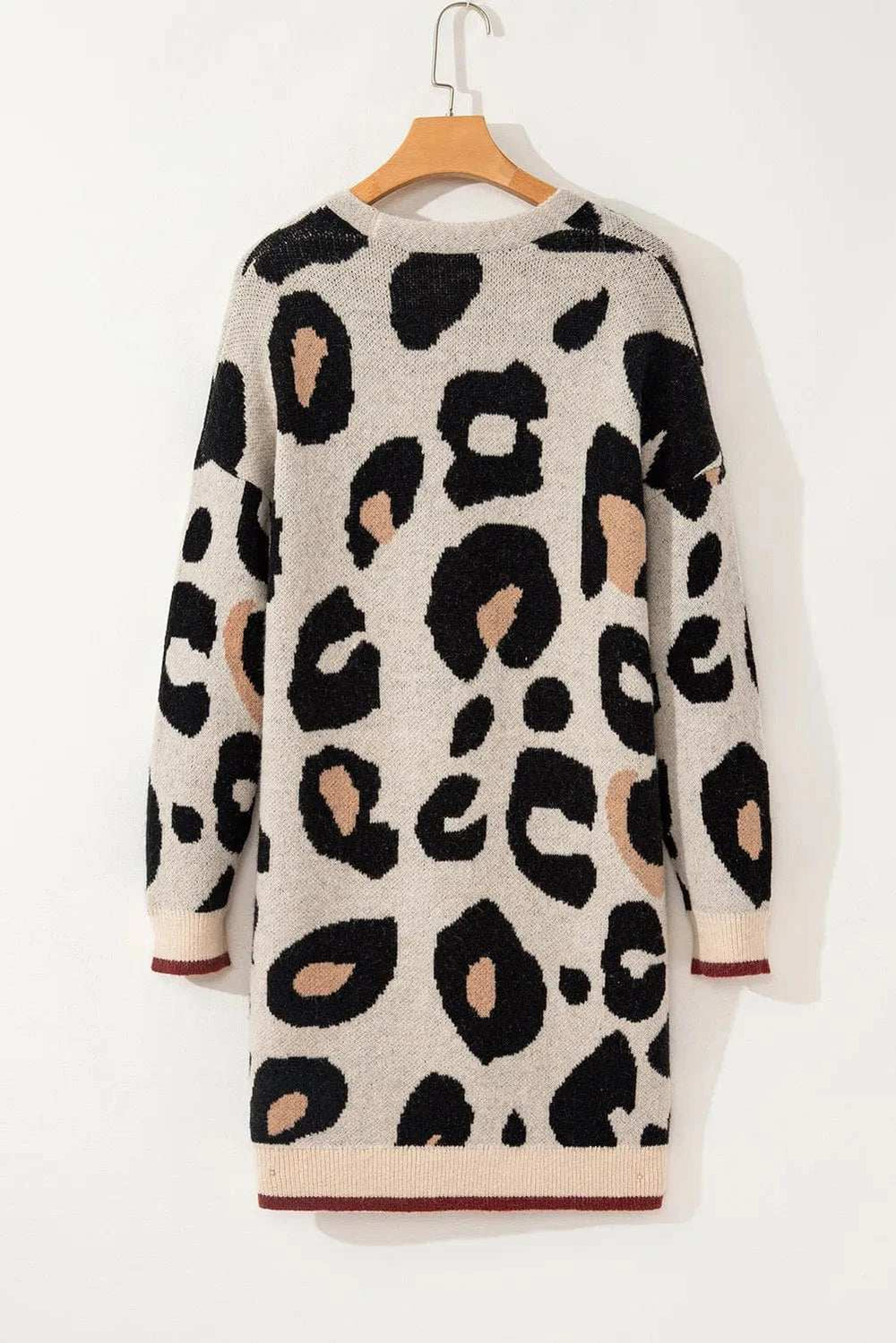 Leopard Open Front Long Sleeve Cardigan - Trendsi - Flyclothing LLC
