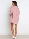 Striped Dropped Shoulder Shirt and Shorts Set - Trendsi - Flyclothing LLC