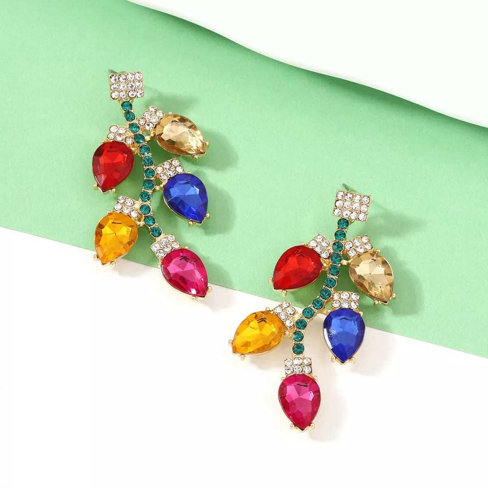 Christmas Rhinestone Drop Earrings - Trendsi - Flyclothing LLC
