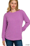 Zenana Full Size Raised Rib Round Neck Long Sleeve Top Plus Size - Trendsi - Flyclothing LLC