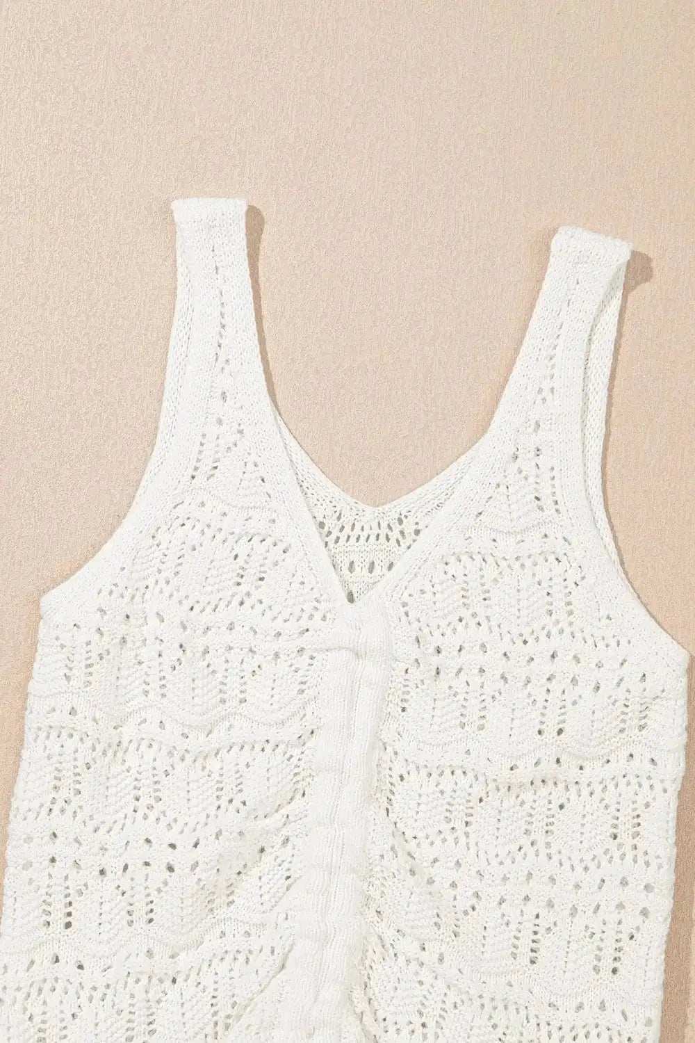 Hollowed Knit V Neck Drawstring Sweater Vest - Trendsi - Flyclothing LLC