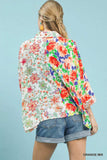 Umgee Mixed Floral Oversized Button Down Shirt - Trendsi - Flyclothing LLC