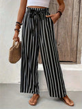 Striped High Waist Wide Leg Pants - Trendsi - Flyclothing LLC