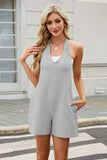 V-Neck Halter Neck Romper - Trendsi - Flyclothing LLC