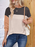 Color Block Round Neck Long Sleeve Sweatshirt - Trendsi - Flyclothing LLC